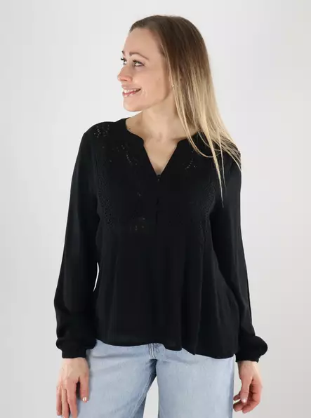 Vero Moda damskjorta EMB Top svart - Långärmade tröjor för  damer - 140162 - 1