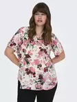 Only Carmakoma dam plus size t-shirt cloud dancer/sommarflo - T-shirts för damer - 138142 - 2