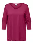 Only Carmakoma plus size skjorta 3/4 A-Shape sangria - Långärmade tröjor för damer - 136862 - 1