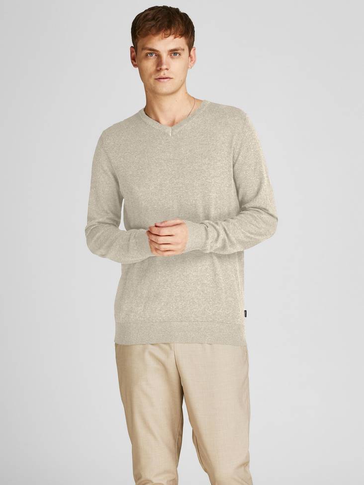 Jack & Jones Emil beige tröja - Stickat för herrar - 134422 - 1