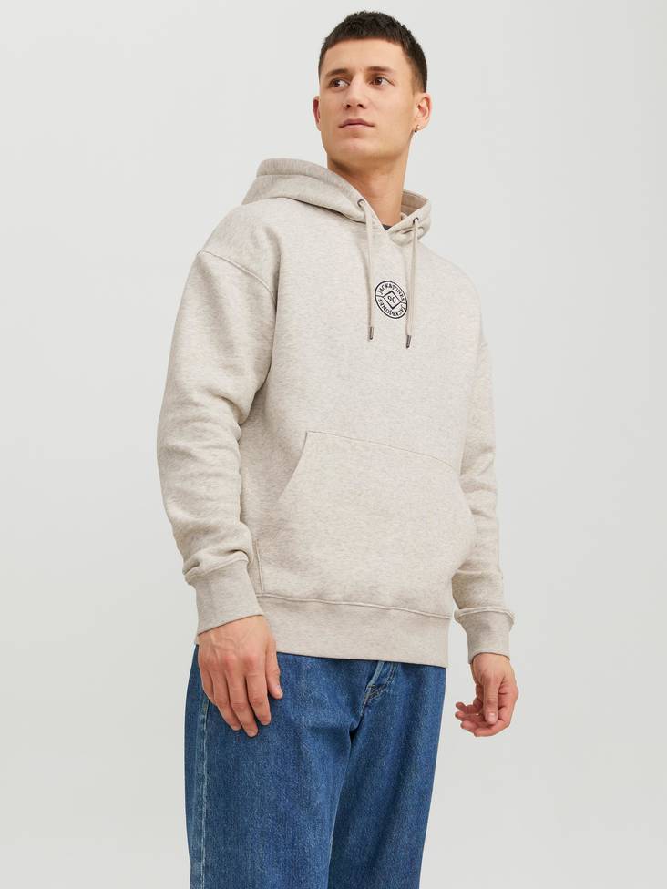 Jack&Jones Hoodie Cosmo hood vit melerad - Huvtröjor för herrar - 134082 - 1