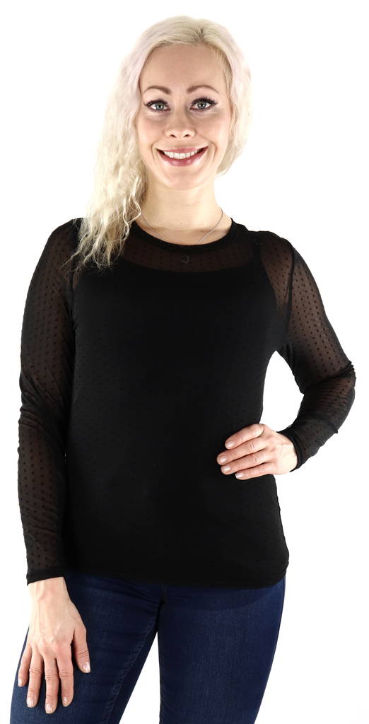 Only Tröja Luna new mesh svart - Långärmade tröjor för  damer - 127552 - 1