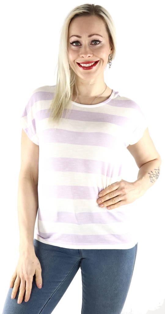 Vero Moda T-shirt Wide stripe lilac/vit - T-shirts för damer - 128252 - 1