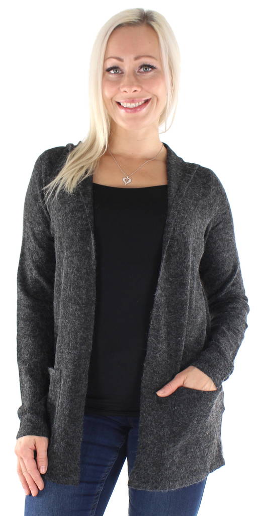 Vero Moda mjuk dam kofta med huva Doffy hood svart - Stickat för damer - 129232 - 1