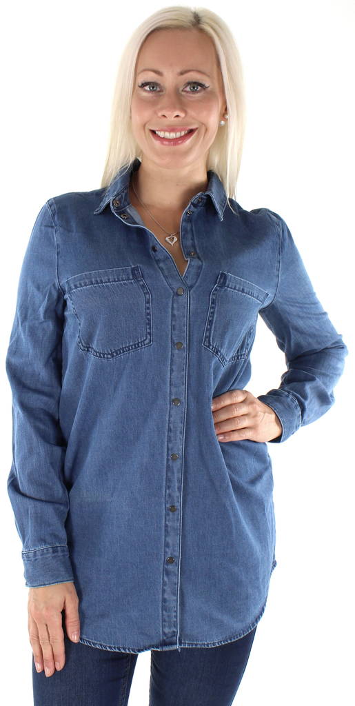 Vero Moda dam jeans skjorta Mila long blå - Skjortor och blusar för damer - 126732 - 1