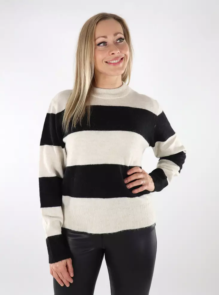 JJXX randig damtröja Chick bone vit/svart - Stickat för damer - 136932 - 1