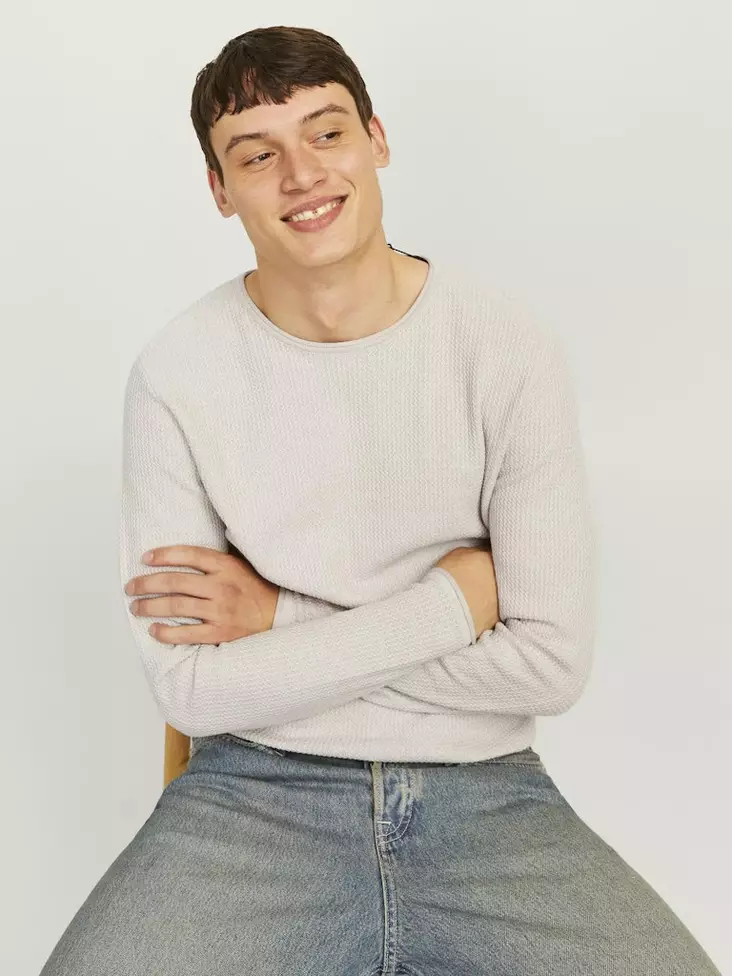 Jack&Jones herr bomullströja Cooper oatmeal - Stickat för herrar - 137282 - 1