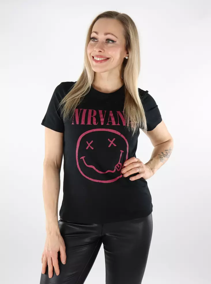 Only dam t-shirt Nirvana svart/leende - T-shirts för damer - 137422 - 1