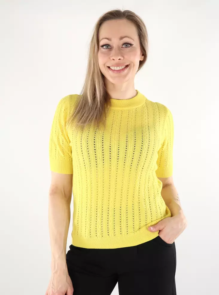 Vero Moda stickad t-shirt dam 2/4 citron droppe - T-shirts för damer - 138232 - 1