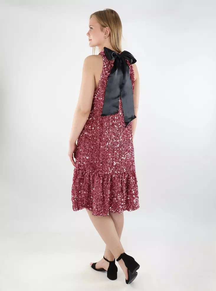 Vero Moda paljettklänning med fluga Halter dimmig ros - Klänningar och tunikor - 138342 - 1
