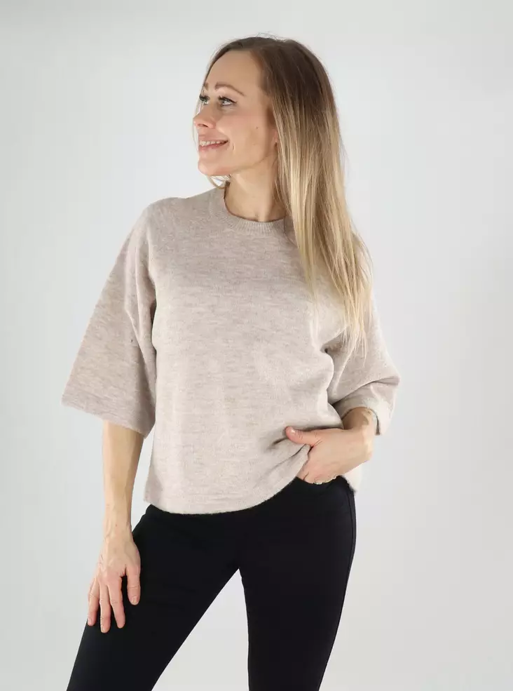 Only damtröja Pullover 3/4 pumice stone - Stickat för damer - 139692 - 1