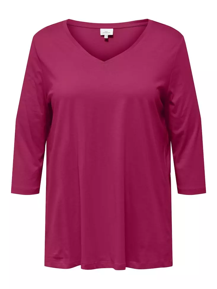 Only Carmakoma plus size skjorta 3/4 A-Shape sangria - Långärmade tröjor för damer - 136862 - 1