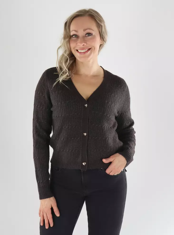 Only Cardigan ONLCATIA LS VNECK CARDI KNT chokladtårta - Stickat för damer - 141542 - 1