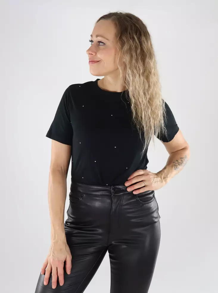 Vero Moda dam t-shirt i ekologisk bomull svart/silver - T-shirts för damer - 139502 - 1