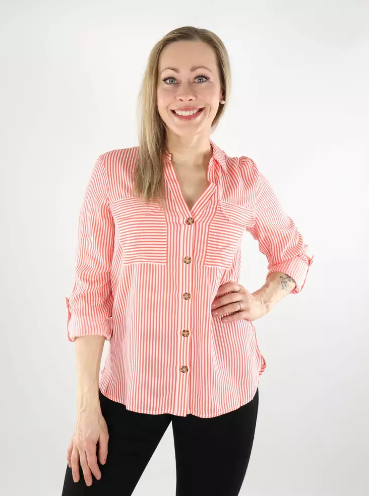 Vero Moda randig skjorta för dam Bumpy Shirt dubarry - Skjortor och blusar för damer - 137942 - 1