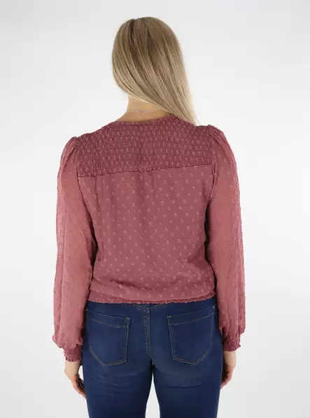 Only Skjorta ny Dobby rosa brun - Långärmade tröjor för  damer - 136653 - 2