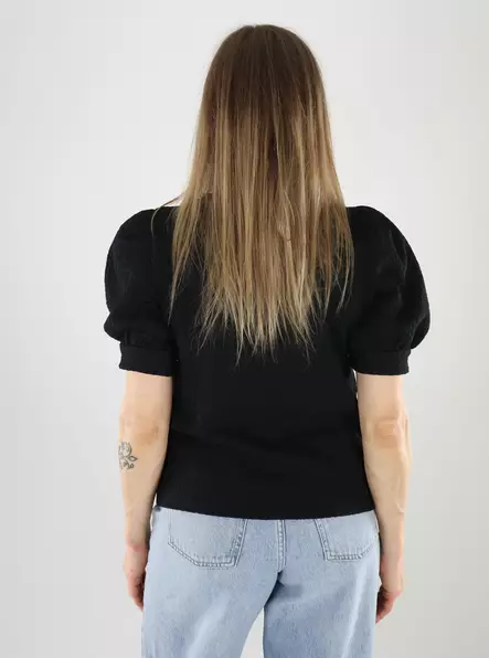 Pieces damtröja 2/4 O-ringad svart - T-shirts för damer - 140143 - 2