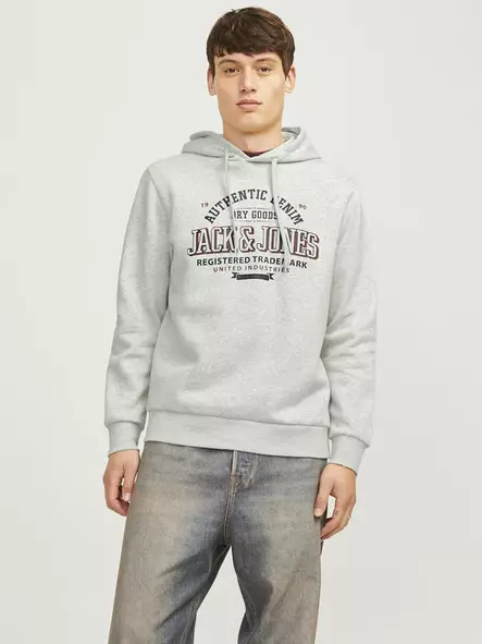 Jack&Jones luvtröja för herr Logo Sweat vit melange - Huvtröjor för herrar - 137603 - 2