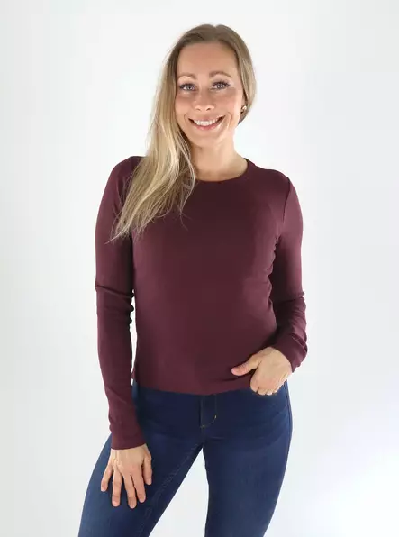 JJXX skjorta STR LS RIB TEE winetasting - Långärmade tröjor för  damer - 141393 - 1