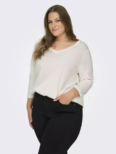 Only Carmakoma plus size skjorta A-Shape 3/4 cloud dancer - Långärmade tröjor för  damer - 136573 - 1