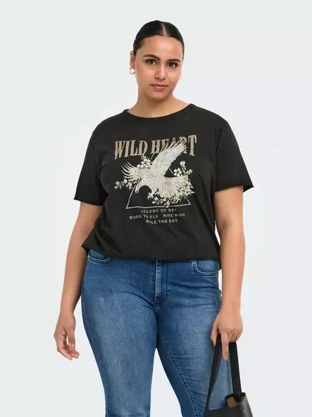 Only Carmakoma T-shirt svart/vildhjärta - T-shirts för damer - 141493 - 1