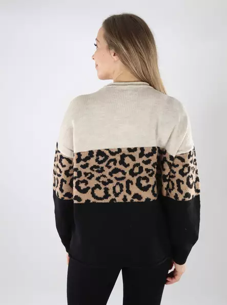 Only damtröja moonbeam/svart/rostat bröd - Stickat för damer - 139883 - 2