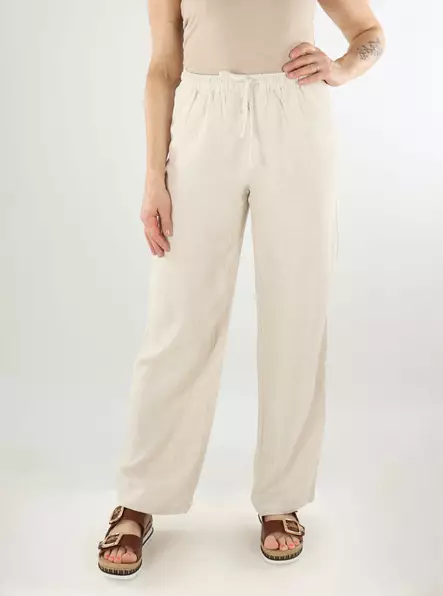 Only byxor i linneblandning ONLSIESTA MW Linen moonbeam - Byxor för damer - 138563 - 1