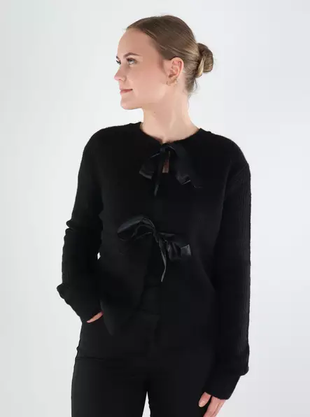 Pieces Tröja svart/svart rosett - Stickat för damer - 139703 - 1