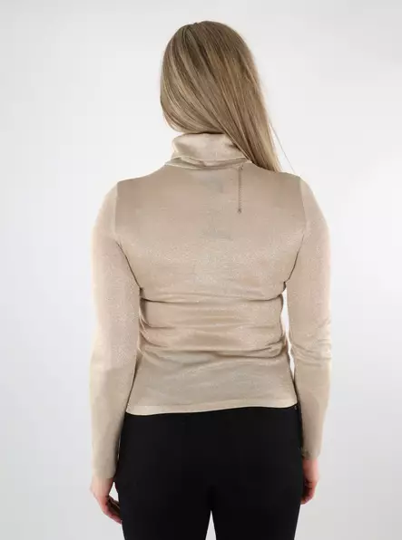 Vero Moda glitterskjorta med hög hals silver mink/guld - Långärmade tröjor för  damer - 137583 - 2