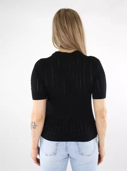 Vero Moda stickad t-shirt dam 2/4 svart - T-shirts för damer - 138233 - 2