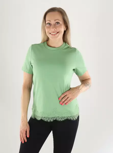 Vero Moda T-shirt LACE L/S T-SHIRT aspen green/lace - T-shirts för damer - 141483 - 1