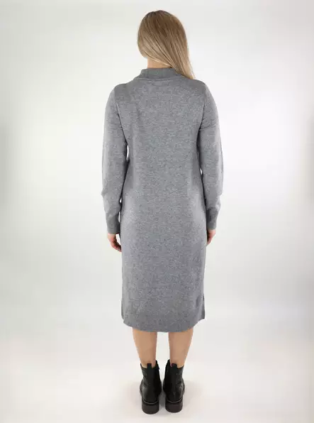 Vila midi-lång stickad klänning Ril Crew Neck mellangrå - Stickat för damer - 137183 - 2