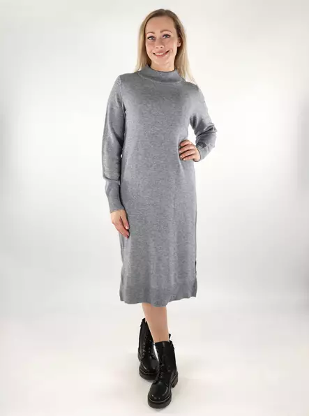 Vila midi-lång stickad klänning Ril Crew Neck mellangrå - Stickat för damer - 137183 - 1