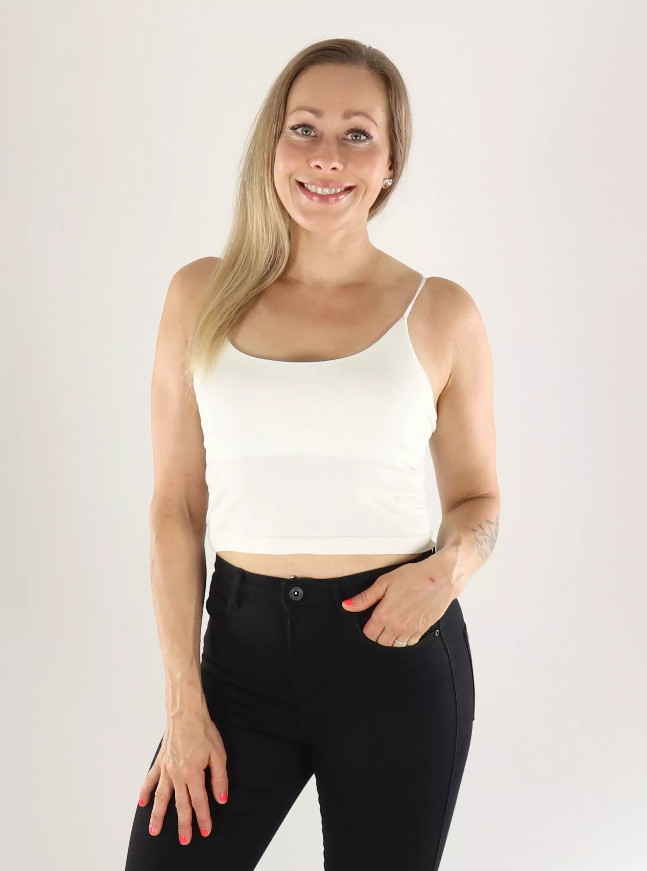Only Top SEAMLESS V-NECK CROP TOPP cloud dancer