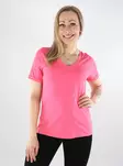 Pieces dam t-shirt V-ringad Solid rosa lemonad - T-shirts för damer - 137833 - 1