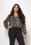 Only Carmakoma plus size skjorta dam V-ringad svart/lurex - Långärmade tröjor för damer - 137523 - 1