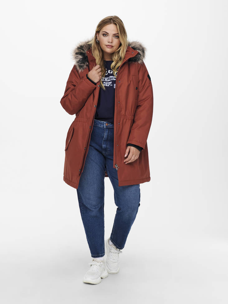 Only Carmakoma plus size dam vinterjacka med huva Irena roastedrusset - Parkas för damer - 129433 - 1