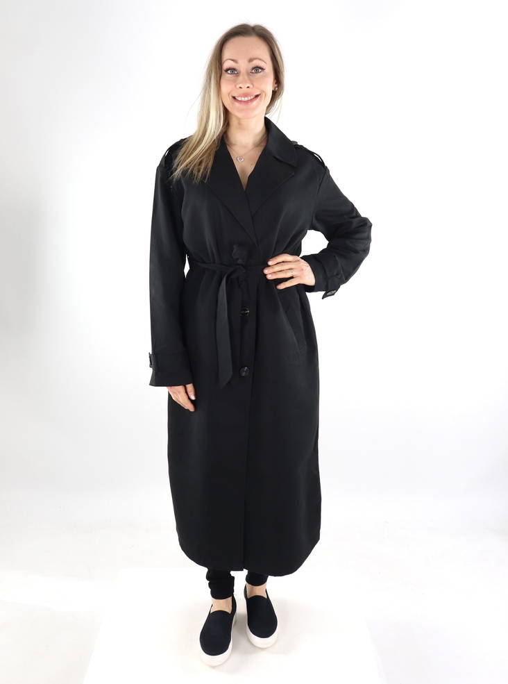 Lång trenchcoat för damer OnlyLine svart - Lätta jackor för damer - 135233 - 1