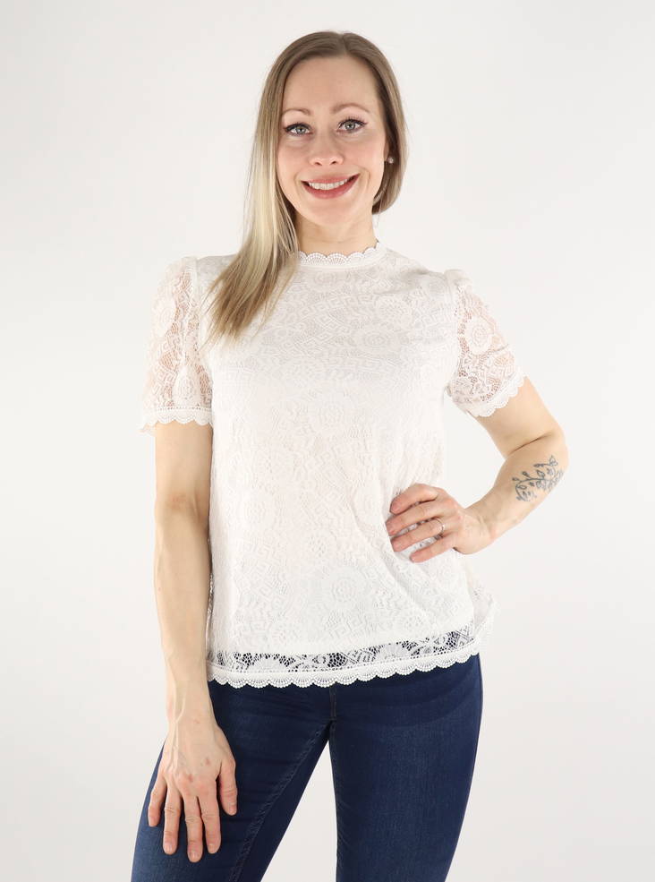 Pieces T-shirt spets cloud dancer - T-shirts för damer - 135693 - 1