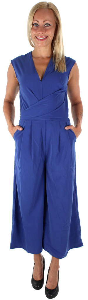 Vila Jumpsuit Melis s/l drapped blå - Byxor för damer - 121513 - 1