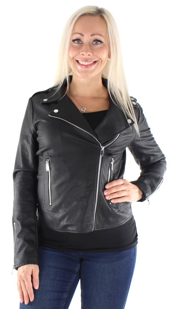Vila dam konstläder jacka Cara coated svart - Skinnjackor och PU-jackor för damer - 126783 - 1