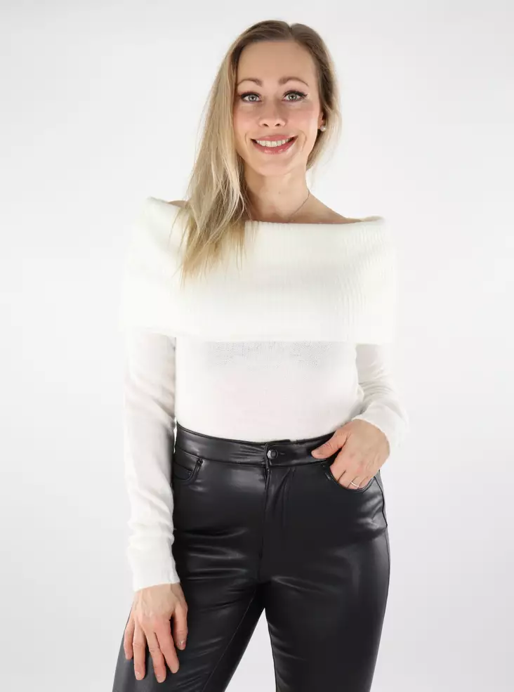 Pieces damtröja Off Shoulder cloud dancer - Stickat för damer - 137433 - 1