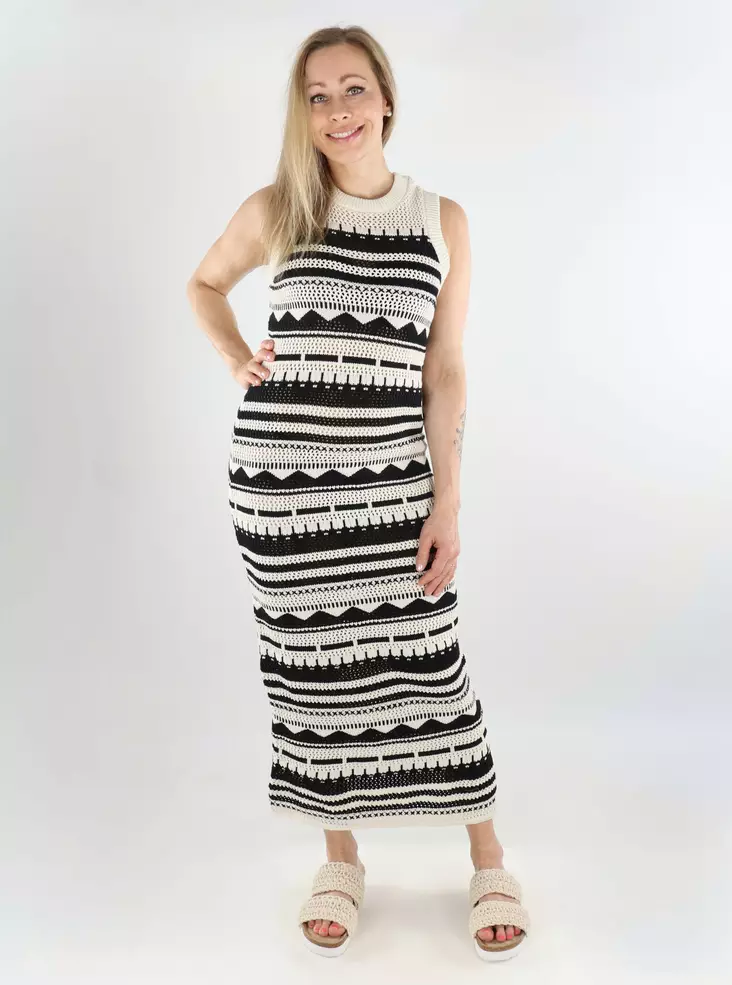 Only ärmlös stickad klänning O-Neck ecru/svart - Klänningar och tunikor - 138343 - 1