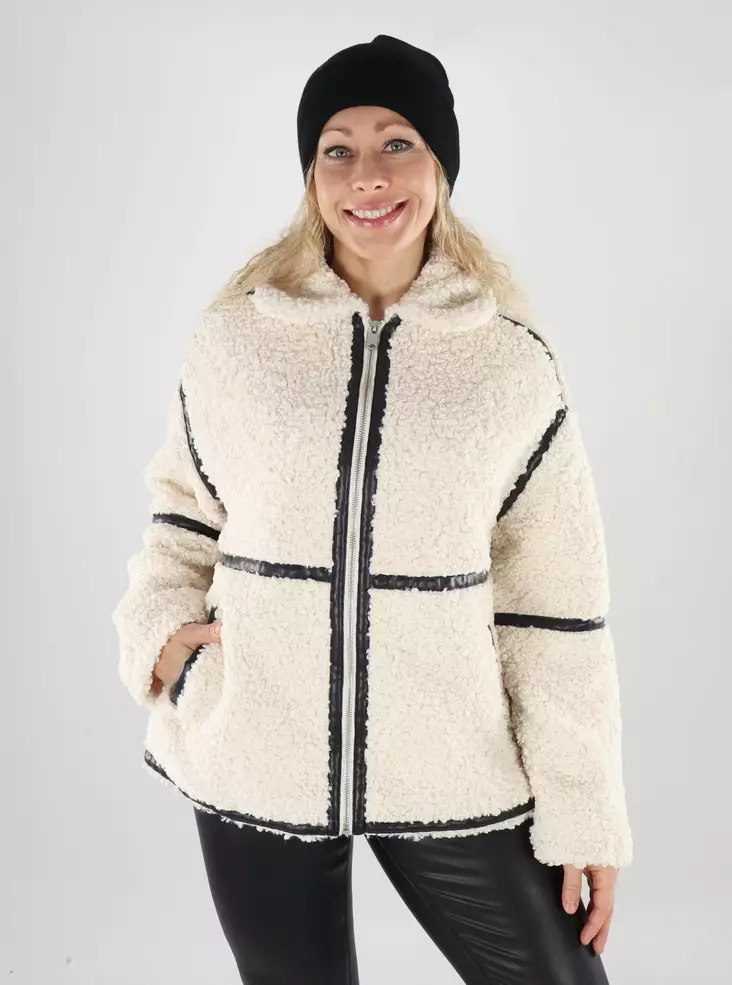 Only damjacka ONLPARIS Teddy vit sand/svart - Lätta jackor för damer - 139563 - 1
