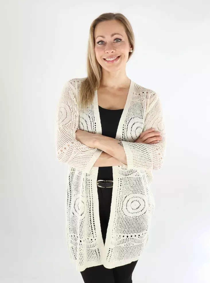 JDY kimono/kofta dam 3/4 eggnog - Stickat för damer - 138543 - 1