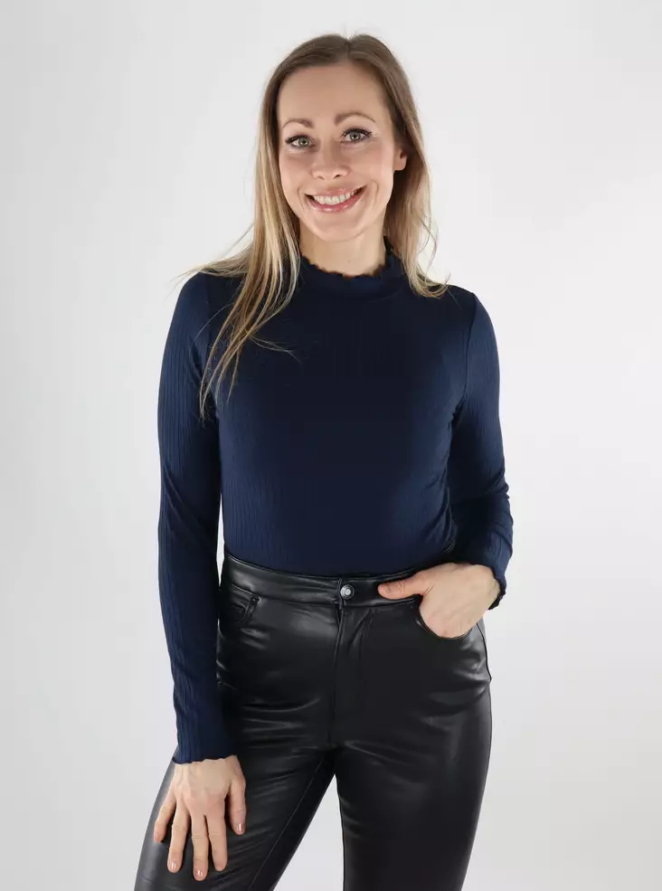 JDY damskjorta med hög halsringning Life marinblå kavaj - Långärmade tröjor för damer - 140063 - 1