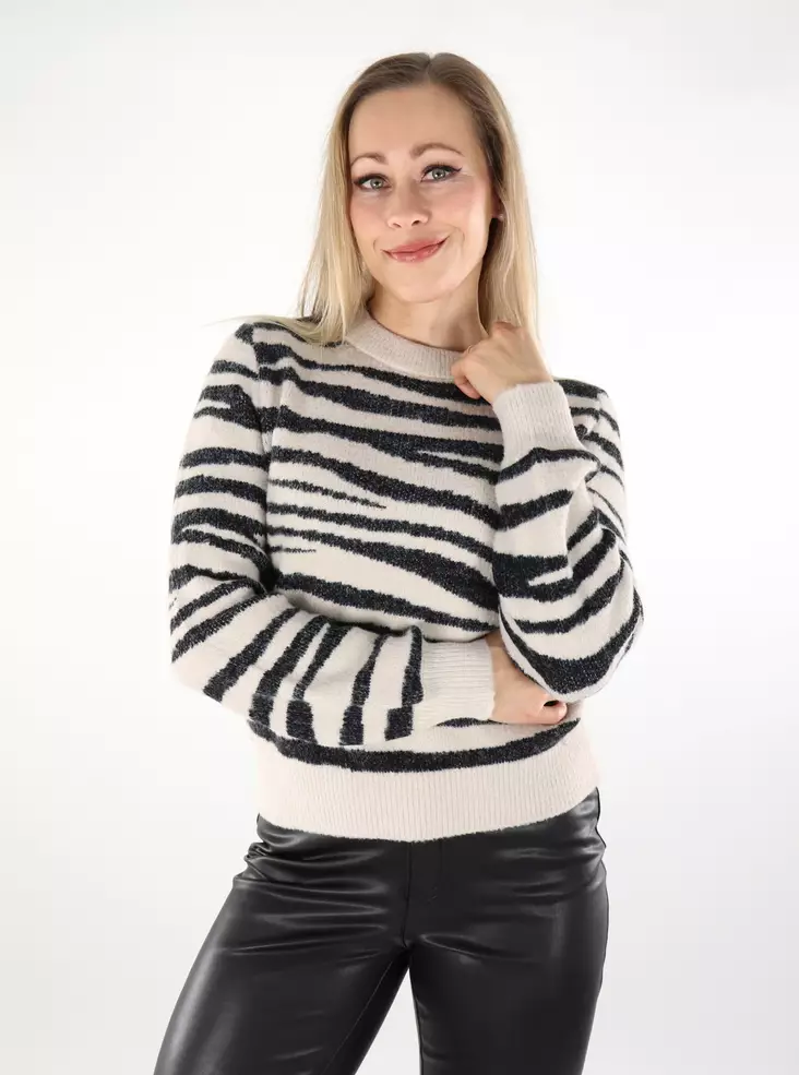 JDY damtröja Djurcement/svart zebra - Stickat för damer - 137453 - 1