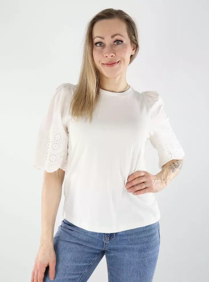 JDY Dam-T-shirt med spetsärmar Life New Cloud Dancer - T-shirts för damer - 140443 - 1