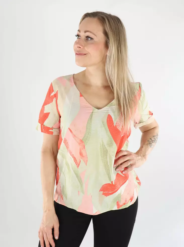 JDY t-shirt dam V-ringad sandskal/rosa - T-shirts för damer - 138523 - 1
