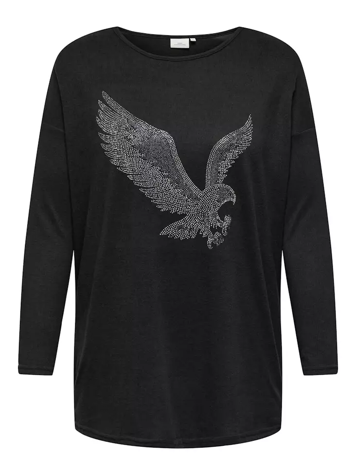 Only Carmakoma Sweater svartmelerad - Långärmade tröjor för  damer - 140003 - 1